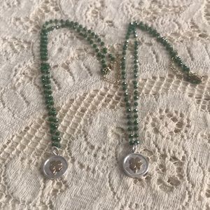 St Patrick’s Day clover necklace. Handmade.
